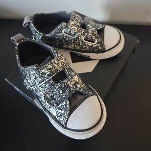 Converse Black and Silver Glitter Kids Sneakers